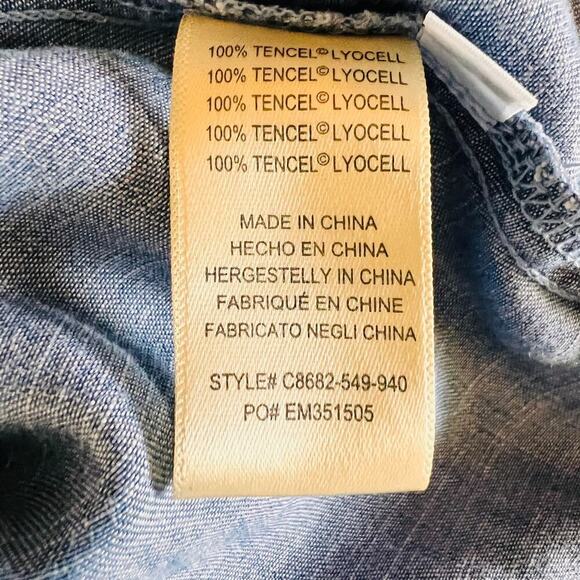 Cloth & Stone Denim Dress Belted Chambray Boho Minimalist Coastal Casual M - Picture 10 of 11